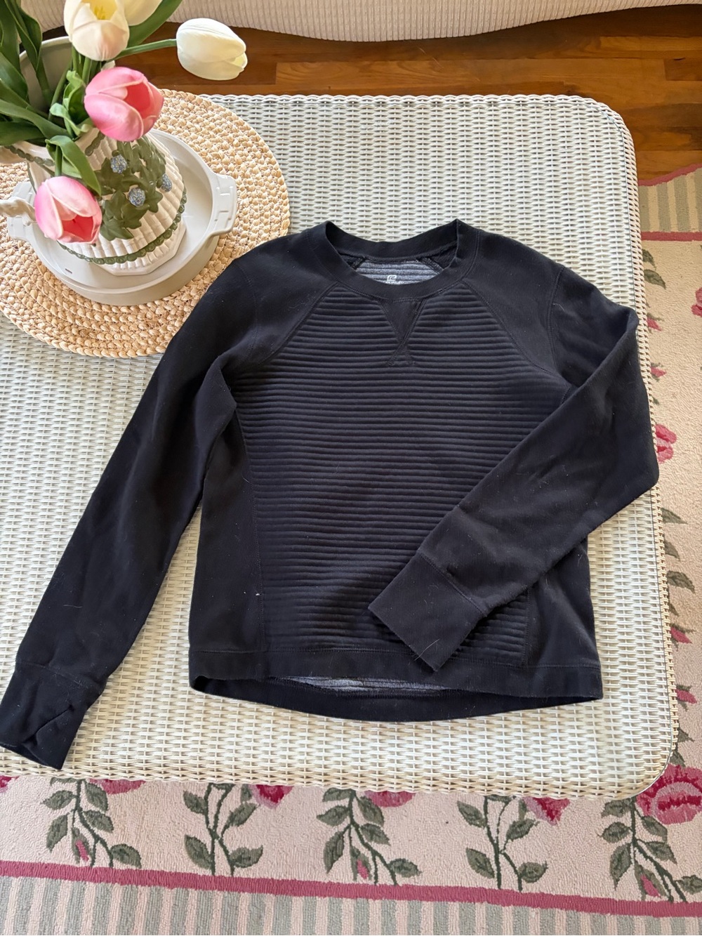 Classic Black Ribbed Crewneck Sweater